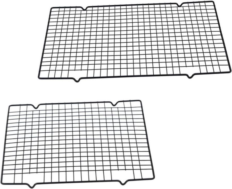 Koelrek Set Bakrooster Droogrek Bakken Grillen Antiaanbaklaag 40x25 cm Zwart