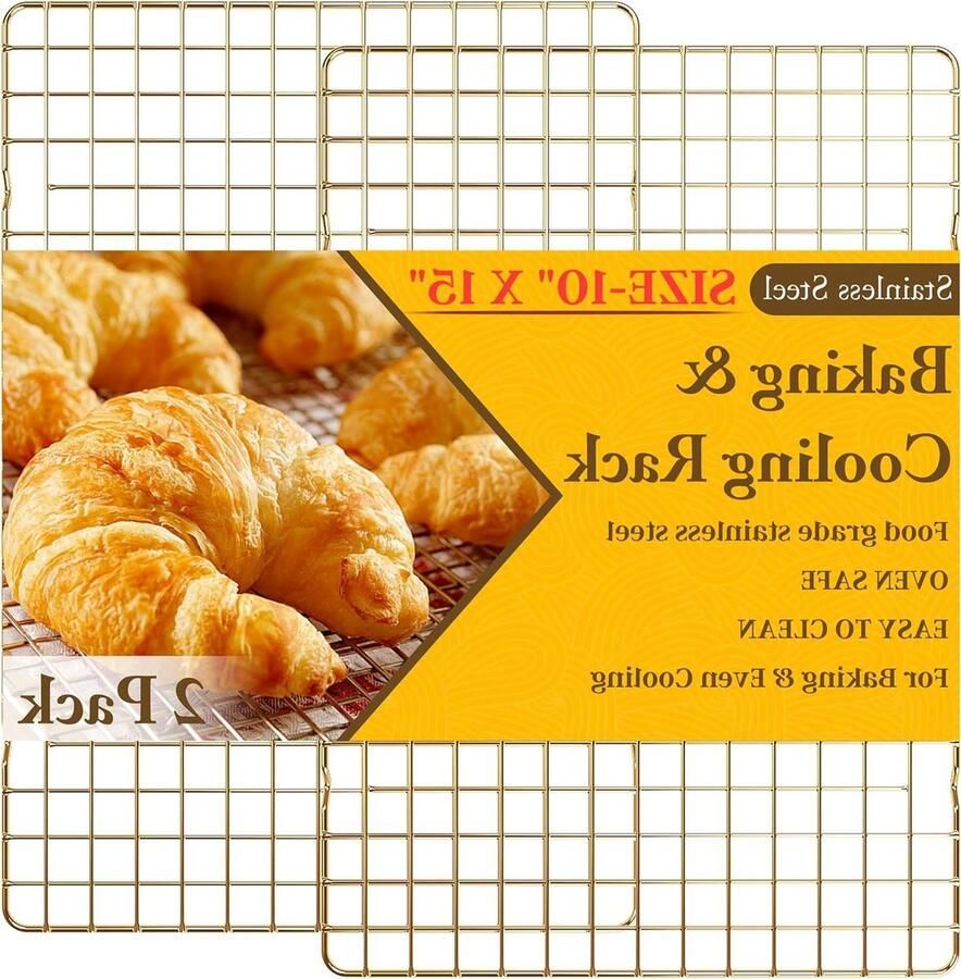 Koelrekken 2 stuks Bakrek RVS Koken en bakken Oven- en vaatwasmachinebestendig 254 x 38 cm Goud
