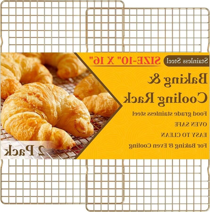Koelrekken RVS Bakrekken Ovenbestendig Koken en Bakken Voedselveilige Constructie 25 x 40 cm Goud