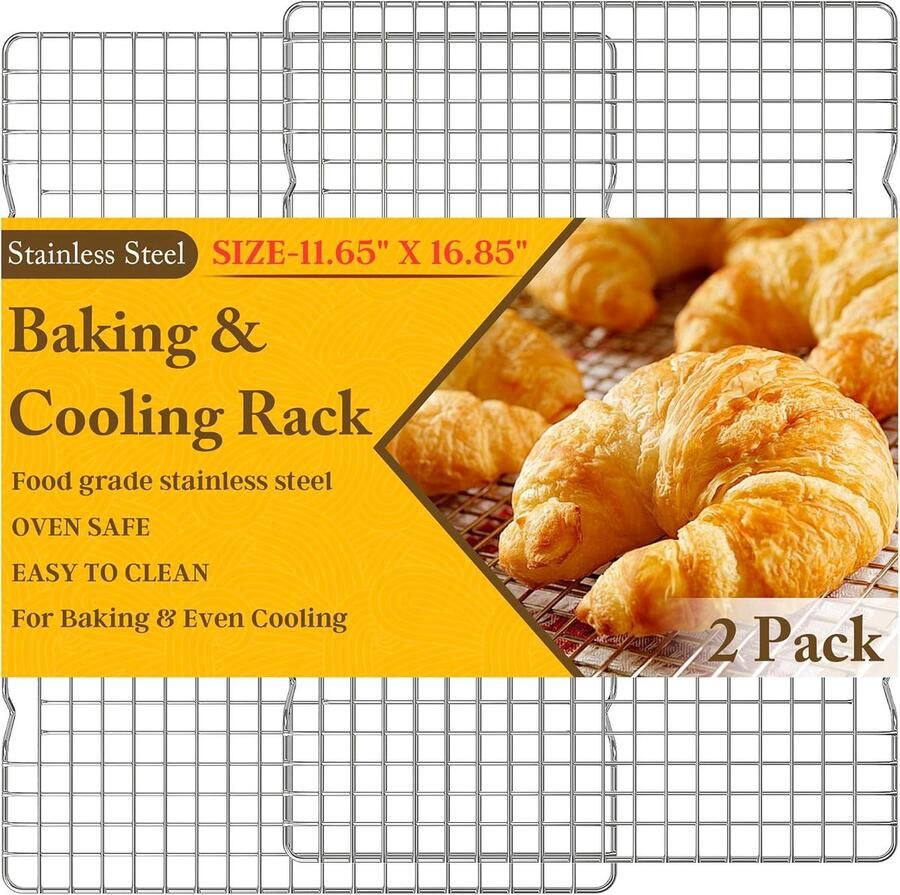 Koelrekken Set Bakroosters Bakken Grillen Roestvrij Staal 28x40cm Zilver