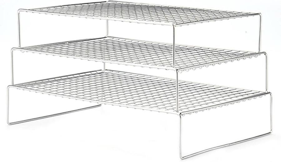 Koelrooster Bakken Bakrooster Keuken Koken en Bakken Drielaags Stapelbaar 421 x 265 x 104 cm Zilver