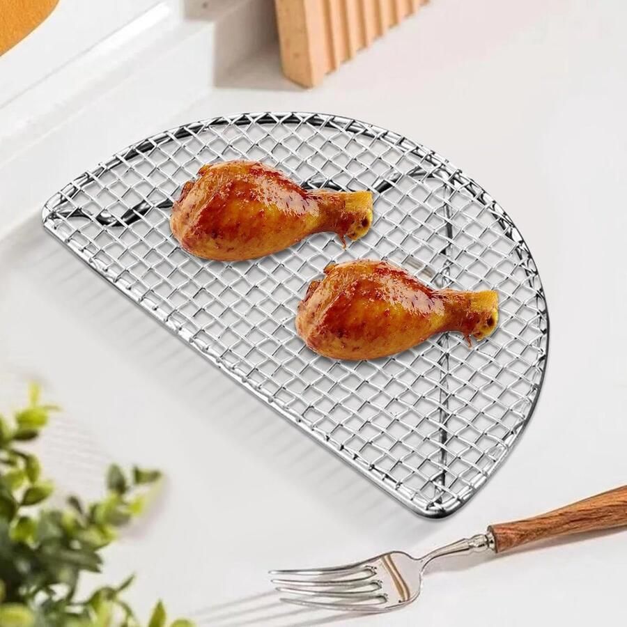 Koelrooster Bakken Grillhouder Oven Gelijkmatig Bakken Vaatwasmachinebestendig 20 x 10 cm Zilver