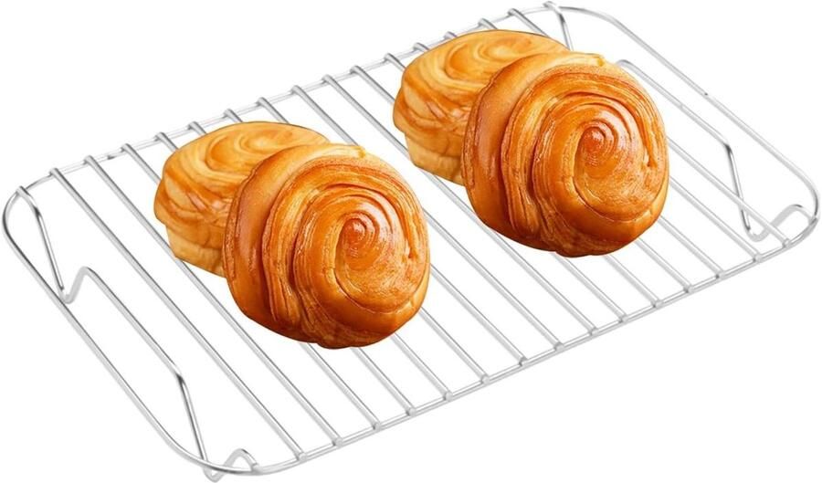 Koelrooster Oven Bakrooster Keuken Gebak Laten Afkoelen Vaatwasmachinebestendig 17 x 9 x 2 cm Zilverkleurig