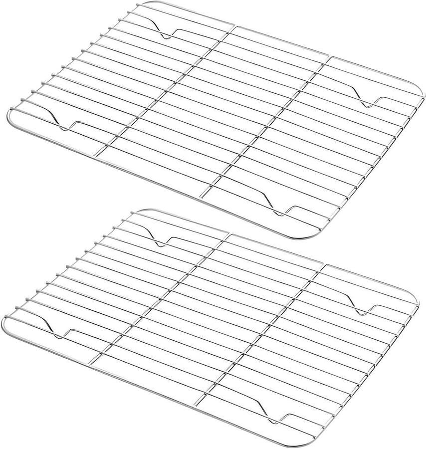 Koelrooster Set Bakrooster Oven Gebak Koelen Rechthoekig Ontwerp 247 x 185 cm Zilver