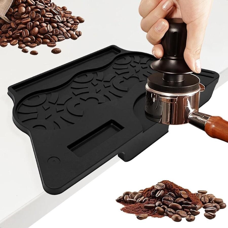 Koffie Accessoires Set Espresso Mat Koffie Bereiden Multifunctioneel Ontwerp 29.9 x 23.6 cm Zwart