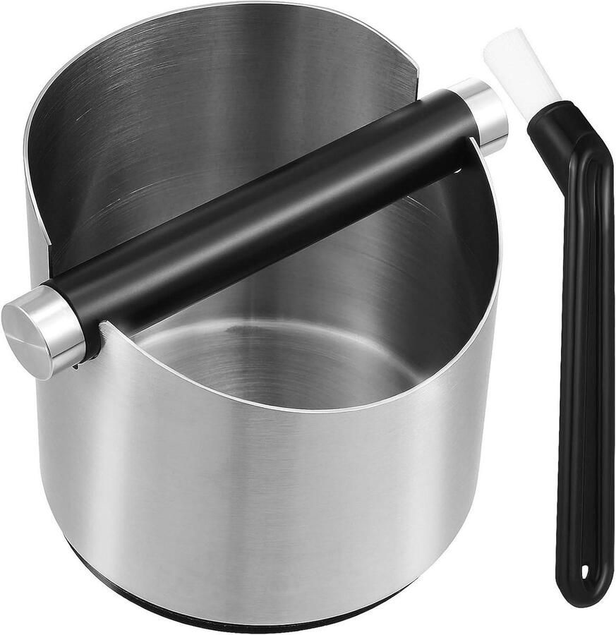 Koffie Afklopdoos Espresso Bak Koffiezetten Thuis Met Antislip Bodem 11 x 11 x 11 cm Zilver