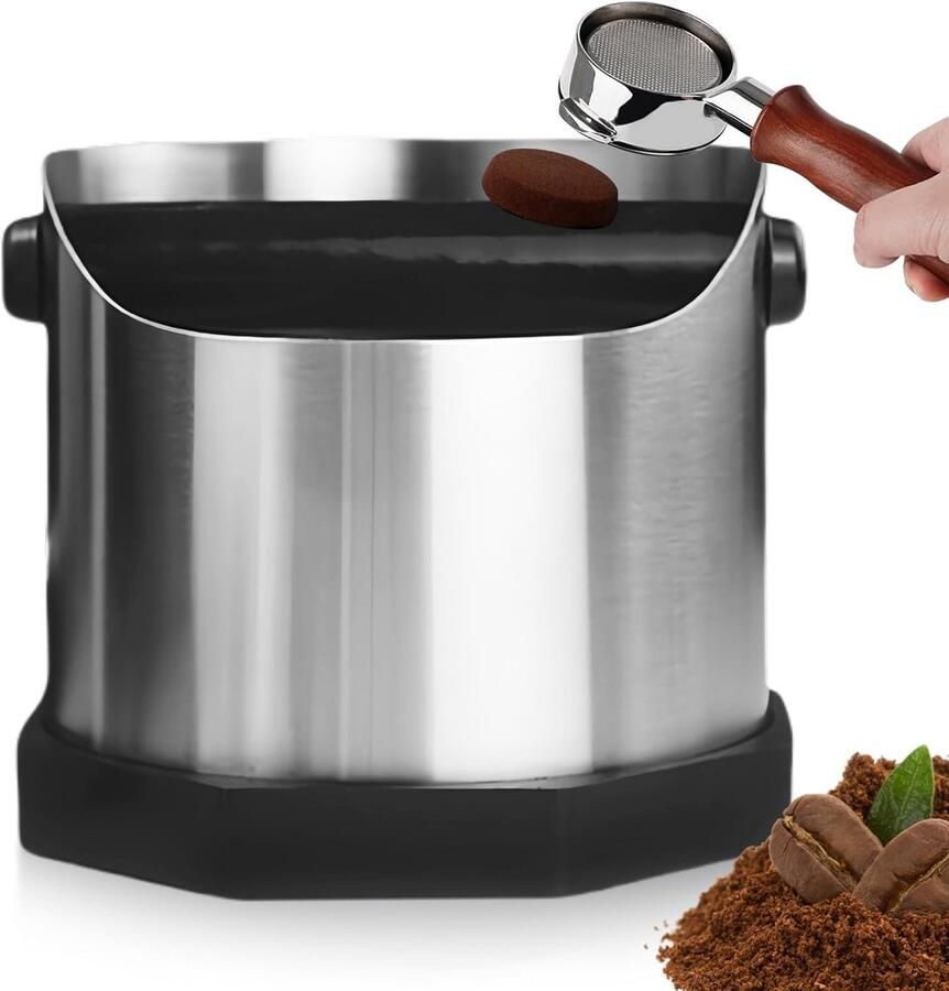 Koffie Afklophouder RVS voor Espresso Baretstaaf Koffiedikcontainer met Antislip Bodem