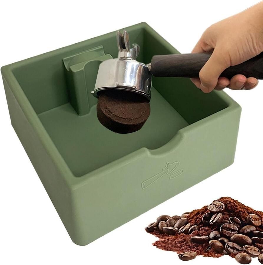 Koffie Knock Box Afvalemmer Espresso Koffiedik Verwijderen Antislip Bodem 1.5 Liter Groen