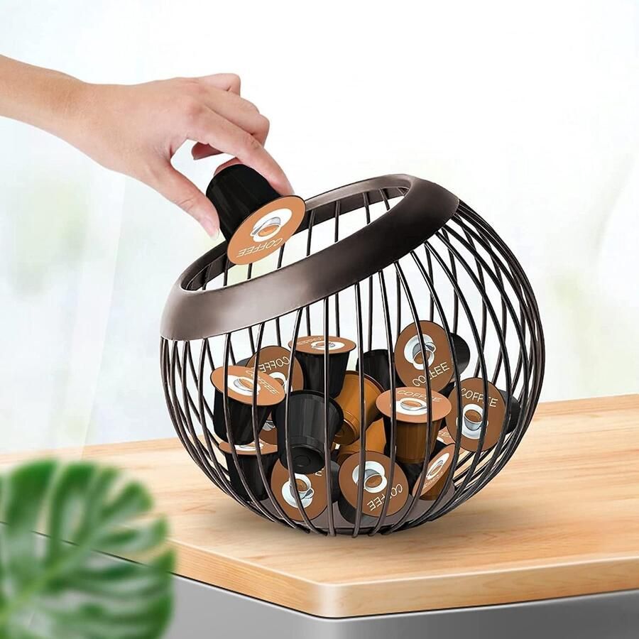 Koffie Capsule Mand Espresso Houder Moderne Keuken Decoratie Gepoedercoat Metaal 20x19x19 CM Metaal Rood