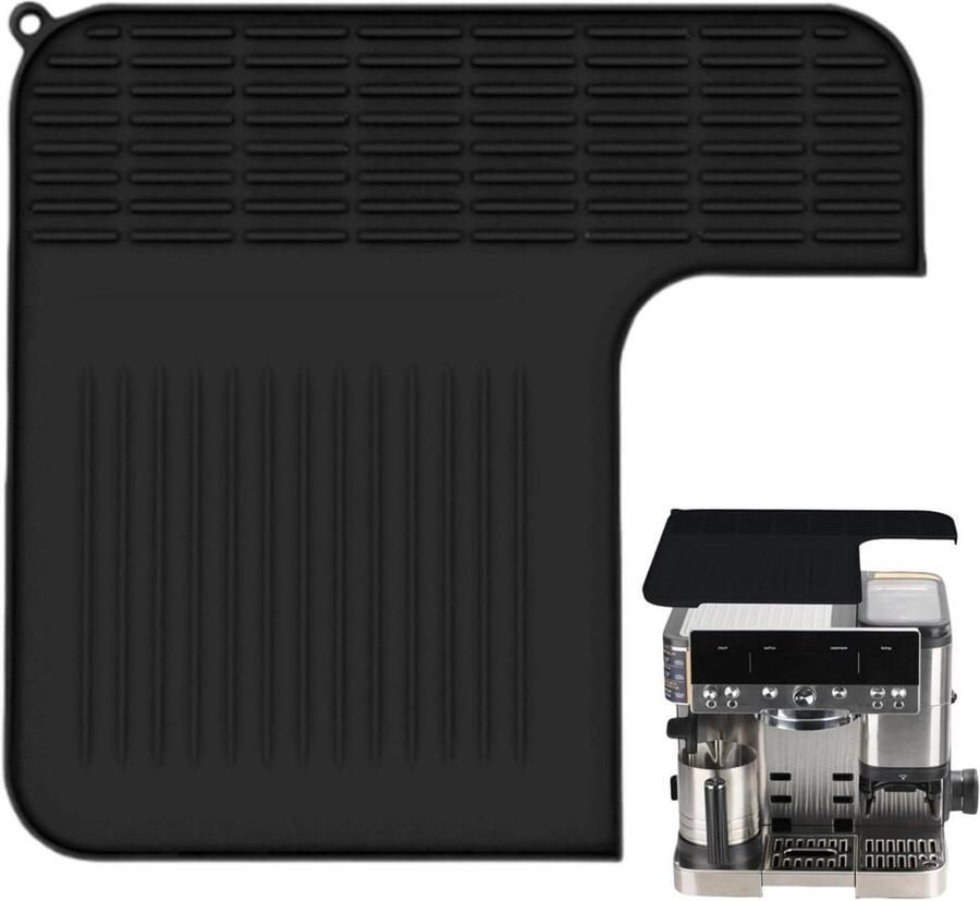 Koffie Corner Mat Koffiezetapparaat Mat Koffiebereiding Schoonhouden Antislip Waterdicht 32x30 cm Zwart