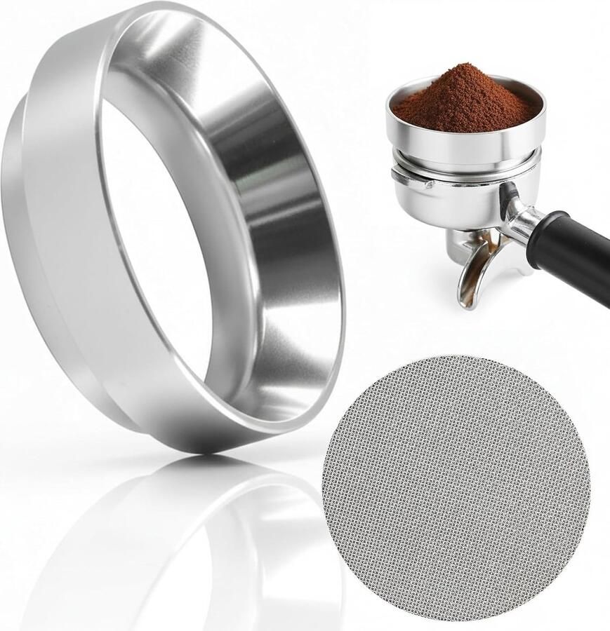 Koffie Dispensing Ring 58mm met Puck Screen en Magnetische Dispensing Funnel voor Espresso Accessoires Perfecte Vulling voor Barista en Thuisgebruik (Roestvrij Staal)