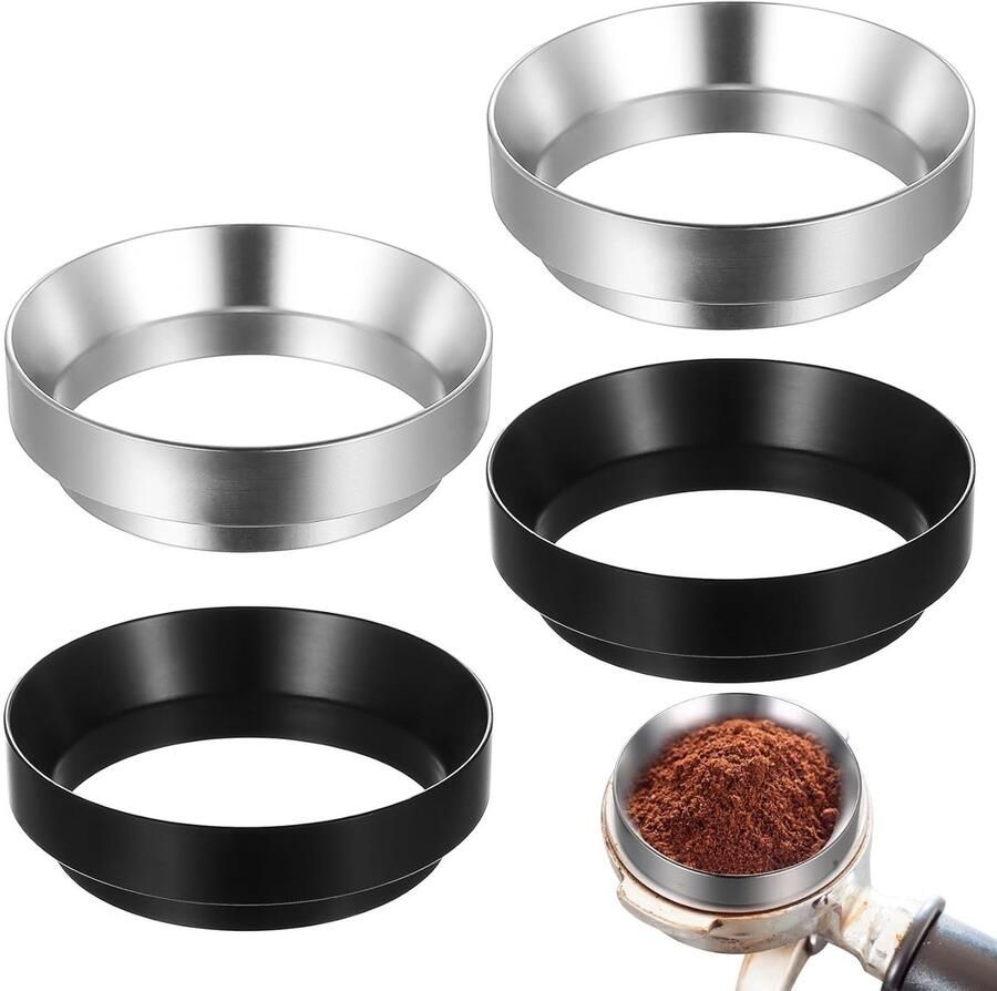 Koffie Dispensing Ring Set 4-delige Aluminium Espresso Funnel met Magnetische Filterhouder voor Perfecte Koffiezetervaring