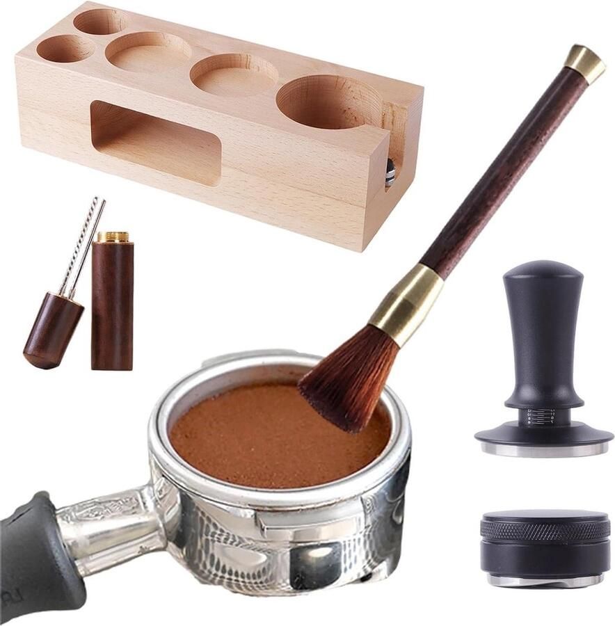 Koffie Distributeur Station Tamping Station Espresso Bereiding Antislip Basis 58mm Houtkleur