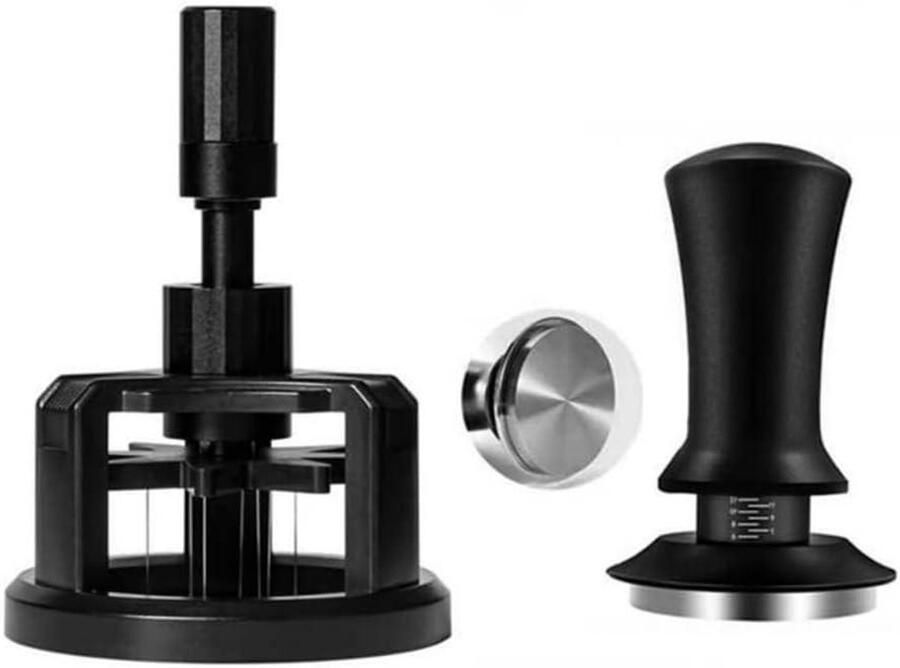 Koffie Distributie Naald WDT Tool Espresso Bereiding Verstelbare Naald Diepte 51-58mm Zwart
