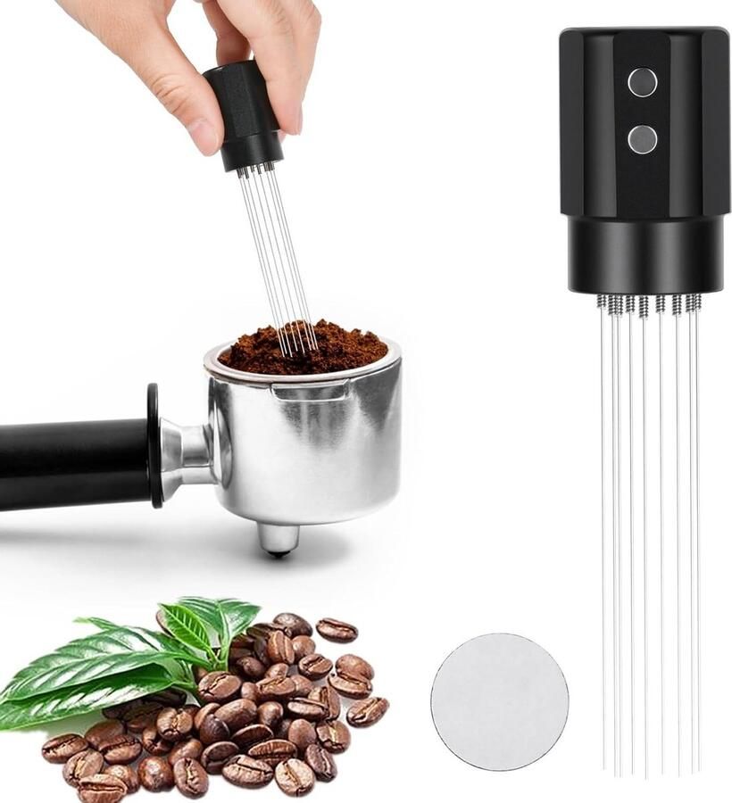 Koffie Distributie Tool Espresso Naald Klontervrije Koffie 8+2 Vervangende Naalden 0.4 mm Naalden Zwart