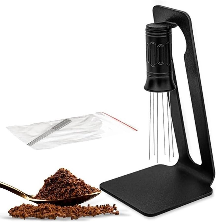 Koffie Distributie Tool Koffie Roerder Espresso Extraheren Optimaliseren Verstelbare Naald Positie 6 Naalden 0.4mm Zwart