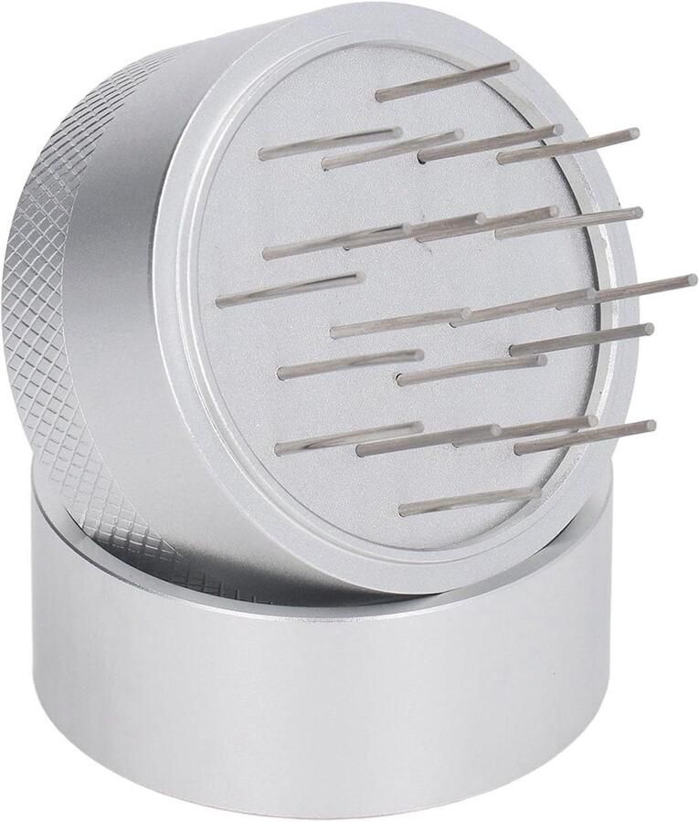 Koffie Distributie Tool Naaldverdeler WDT Espresso Bereiding Verstelbare Naalddiepte 58MM Zilver