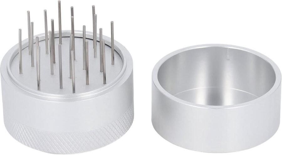 Koffie Distributie Tool Naaldverdeler WDT Espresso Zetten Verstelbare Naalddiepte 53MM Zilver