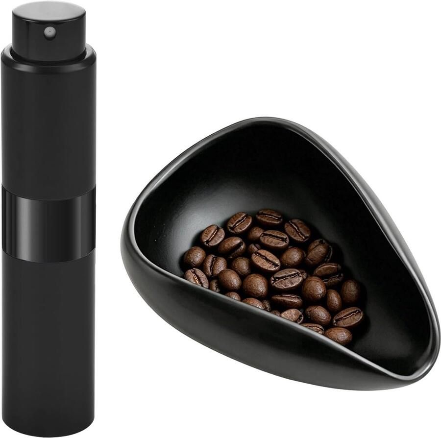 Koffie Doseerbeker en Sprayfles Set Keramische Doseerschaal voor Perfecte Espresso Bonen Wegen en Koffie Accessoires Zwart