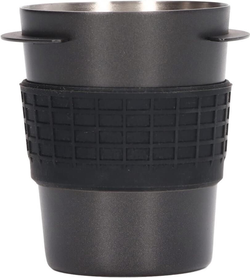 Koffie Doseerbeker Ontvangst Poederbeker Koffiebereiding Thuis Met Siliconen Ring 58 mm Diameter Zwart