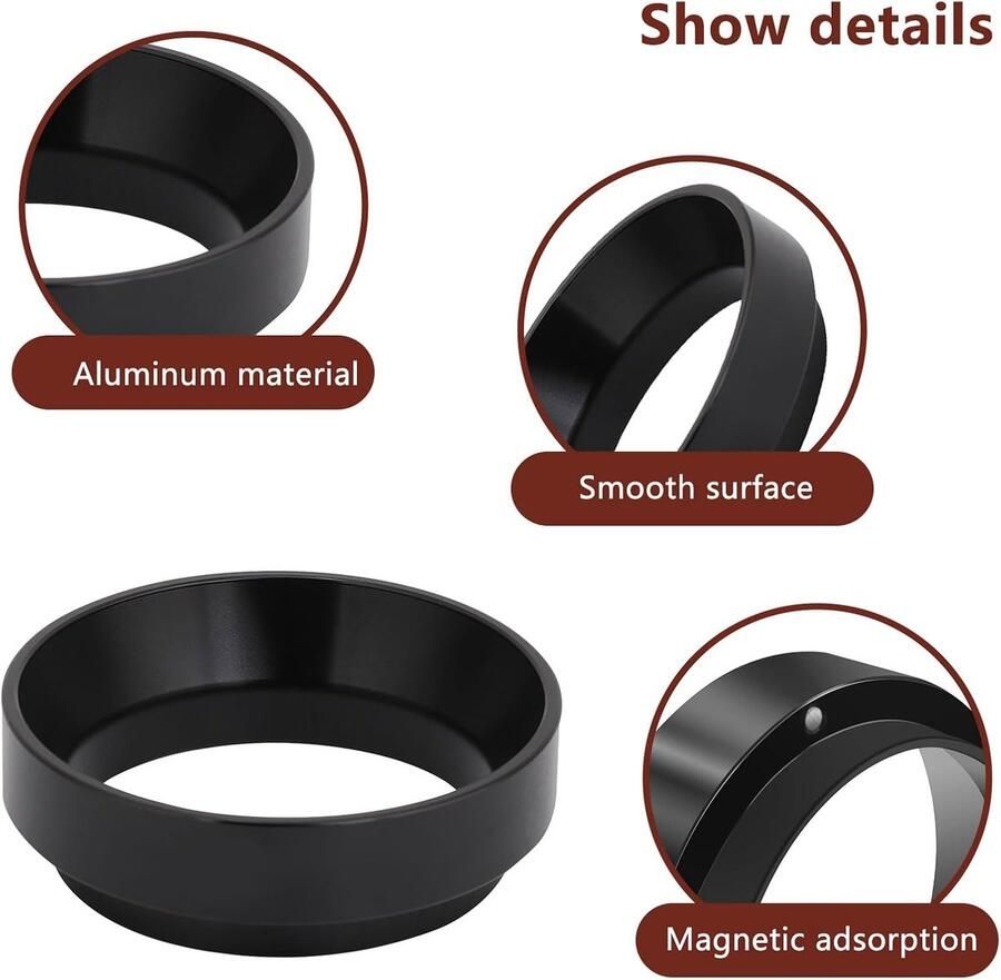 Koffie doseerring 58 mm doseertrechter magnetische zeefhouder 58 mm koffiedoseerring espresso-trechter koffiedoseerring aluminium Barista-accessoires voor koffiezetapparaat