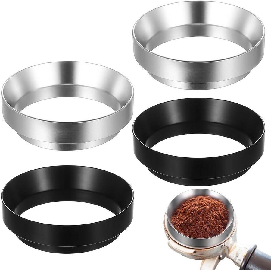 Koffie Doseerring Trechter Portafilter Espresso Bereiden Magnetische Montage 4 Stuks 58 mm Zilver Zwart