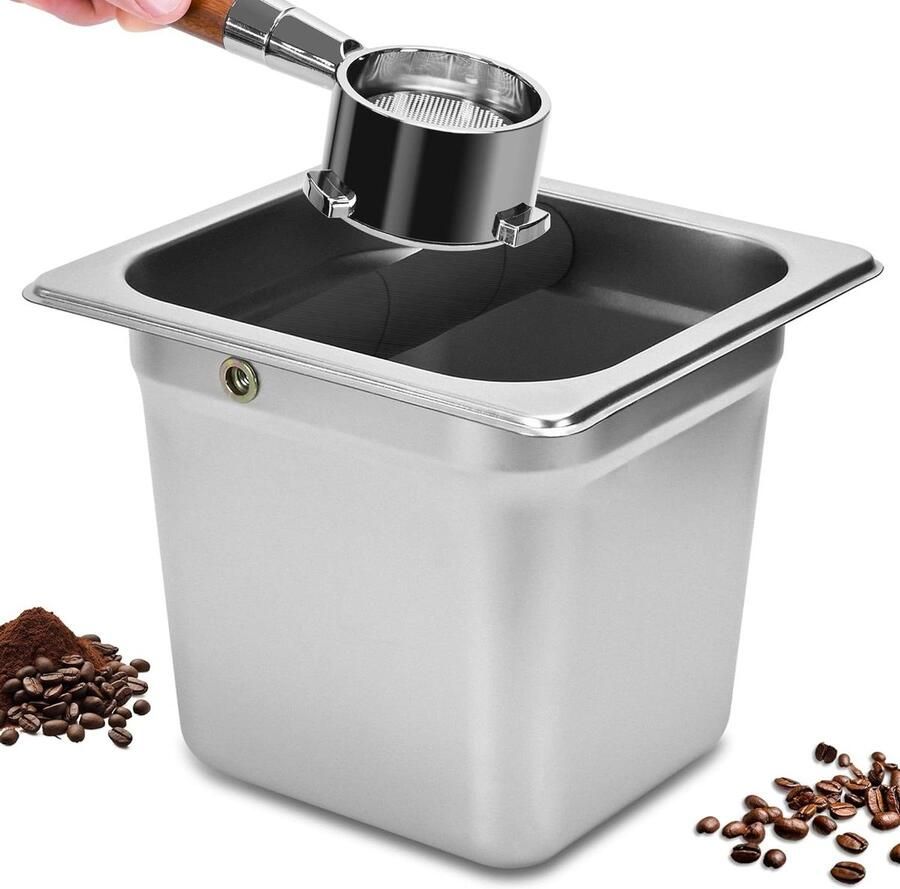 Koffie Klopbox Espresso Bak Koffiedik Verwerken Grote Capaciteit 22 Liter Zilver