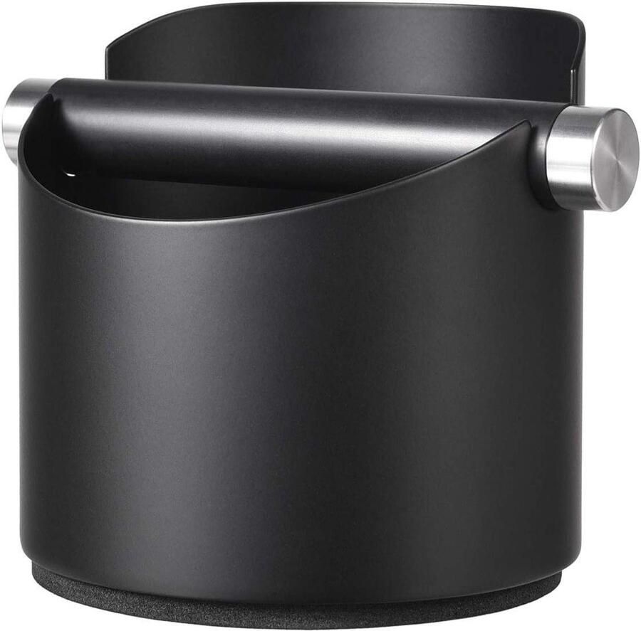 Koffie klopbox SANTOW zwarte espresso-klopbox met afneembare klopstang en antislip bodem vaatwasmachinebestendig roestvrijstalen constructie klein formaat