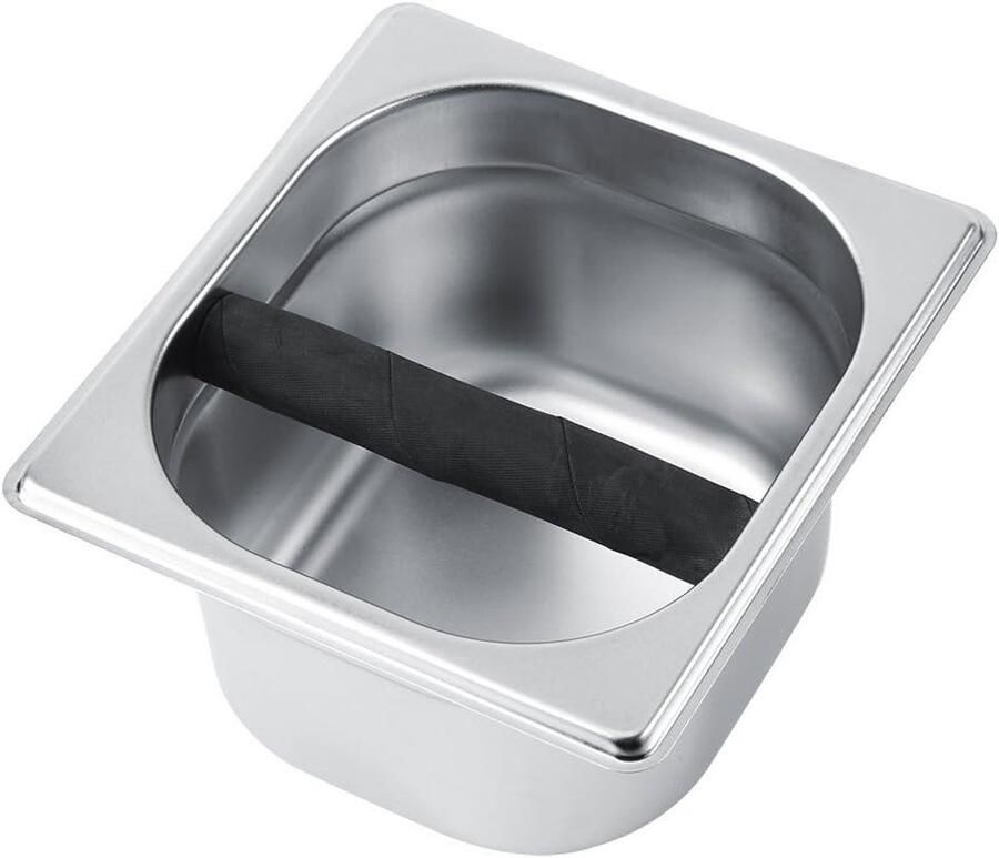 Koffie Klopdoos Espresso Bak Koffiedik Verwijderen Met Rubberen Bar 17.5 cm Breed Zilver