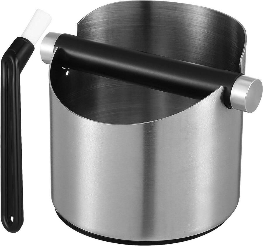 Koffie Knock Box Afklopbak Espresso Koffiezet Gemak Inclusief Borstel 11 x 11 x 11 cm Zilver