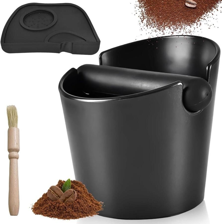 Koffie Knock Box Afslagbak Barista Espresso Bereiding Geluiddempend Ontwerp 12.5 cm Hoog Zwart