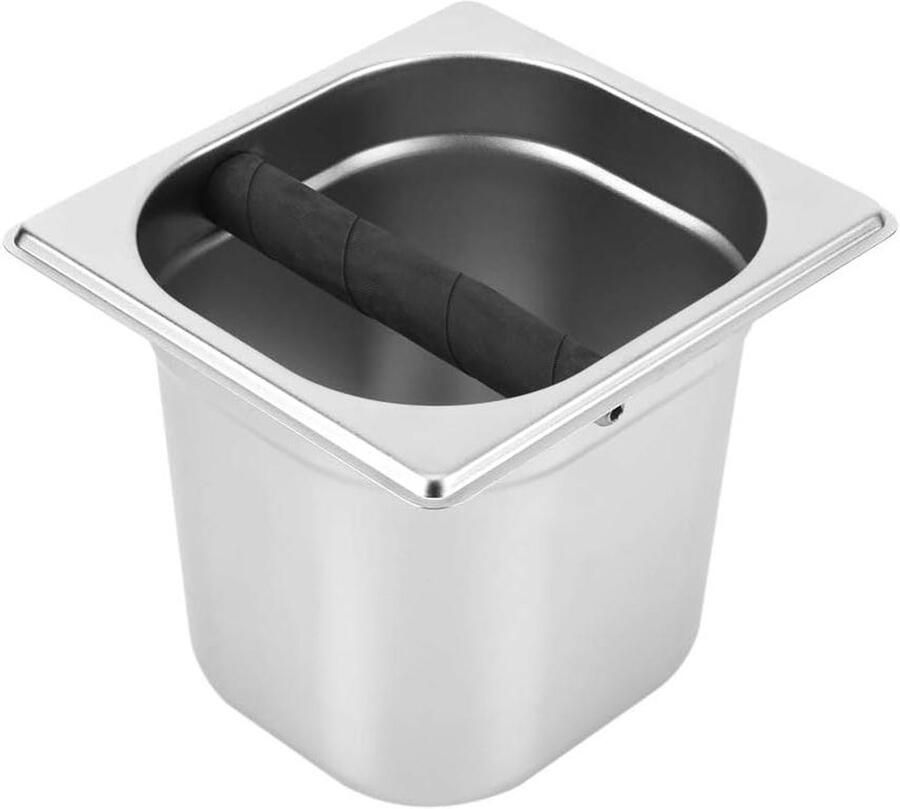 Koffie Knock Box Afvalbak Koffiedik Espresso Bereiden Roestvrijstalen Constructie 16 x 175 x 15 cm Zilver