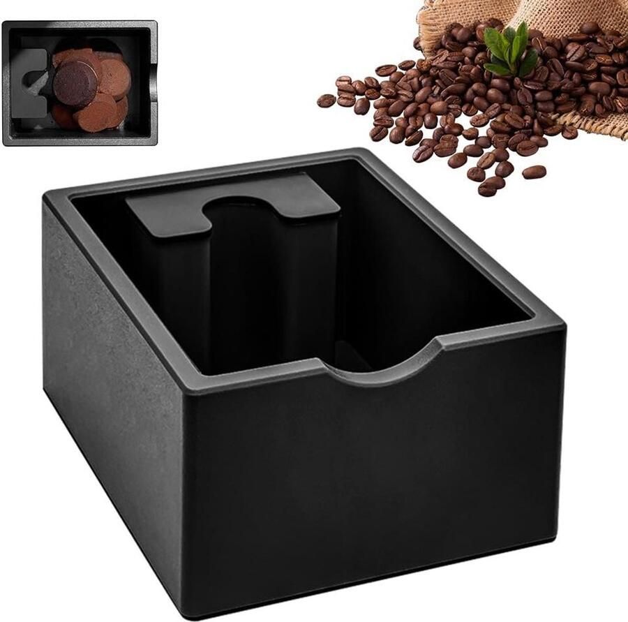 Koffie Knock Box Espresso Afklopbak Koffiedik Verwijderen Geluiddempende Klopper 14.8 x 17.5 x 9.2 cm Zwart