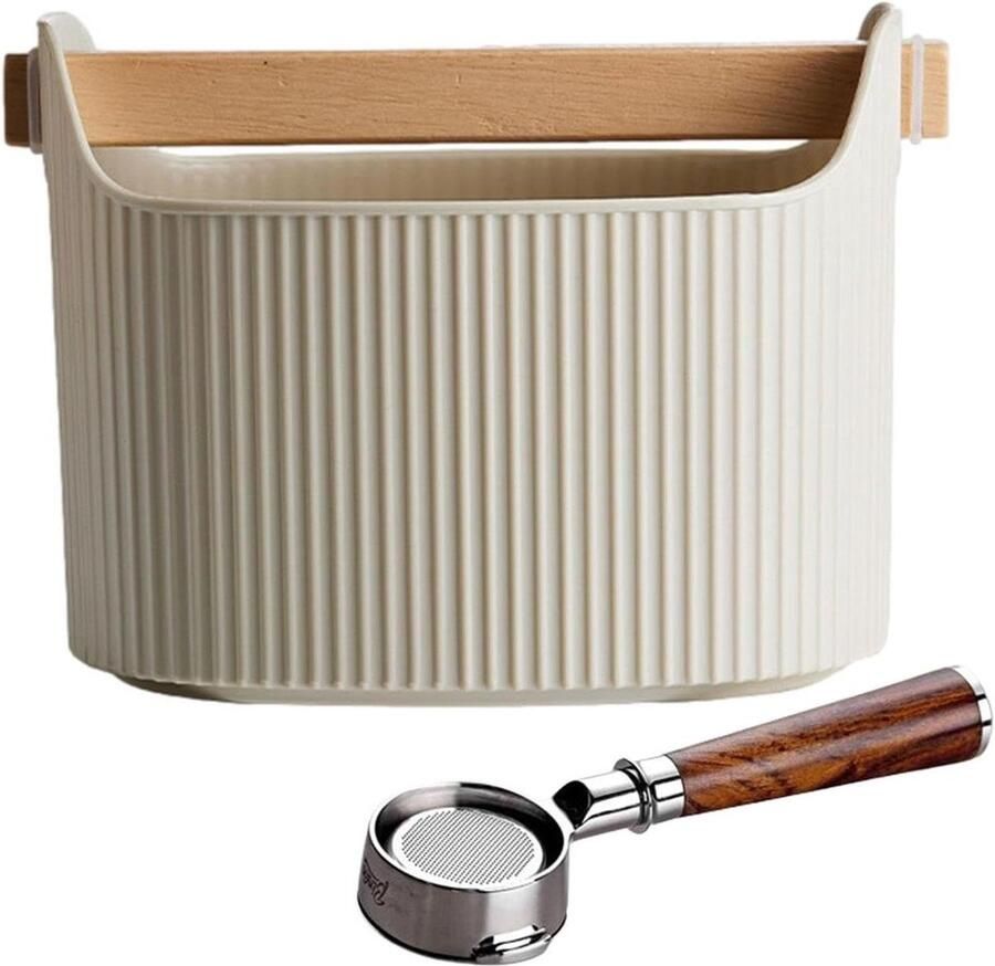 Koffie Knock Box Espresso Afvalemmer Koffiedik Espresso Bereiding Schoonhouden Antislip Schokabsorberend 1300 ml Wit