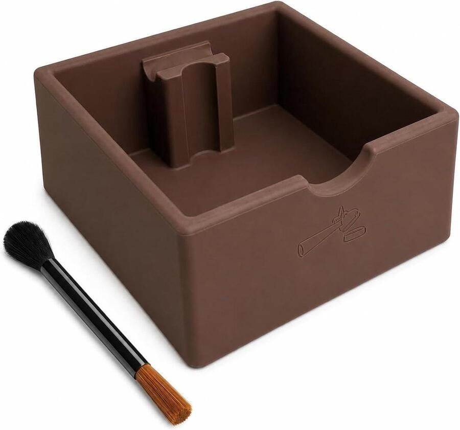 Koffie Knock Box Espresso Afvalemmer Koffiedik Verwijderen Vaste Siliconen Bar 15cm Vierkant Bruin
