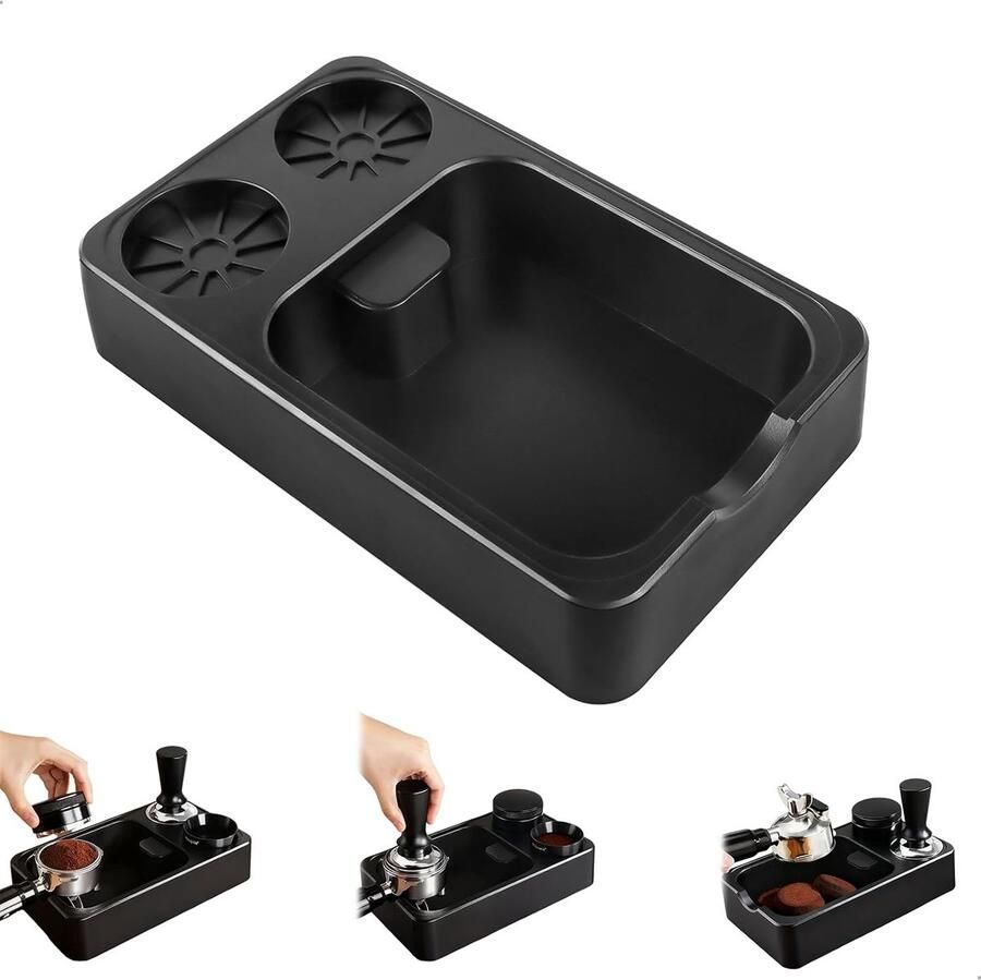 Koffie Knock Box Espresso Beater en Accessoires voor Koffiemakers met 4 Antislip Voeten Makkelijk Schoon te Maken Zwart ABS Materiaal