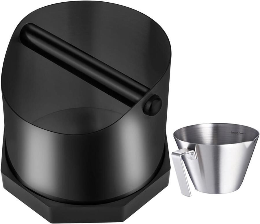 Koffie Knock Box Koffiedik Bak Espresso Bereiding Antislip Bodem 14cm Diameter Zwart