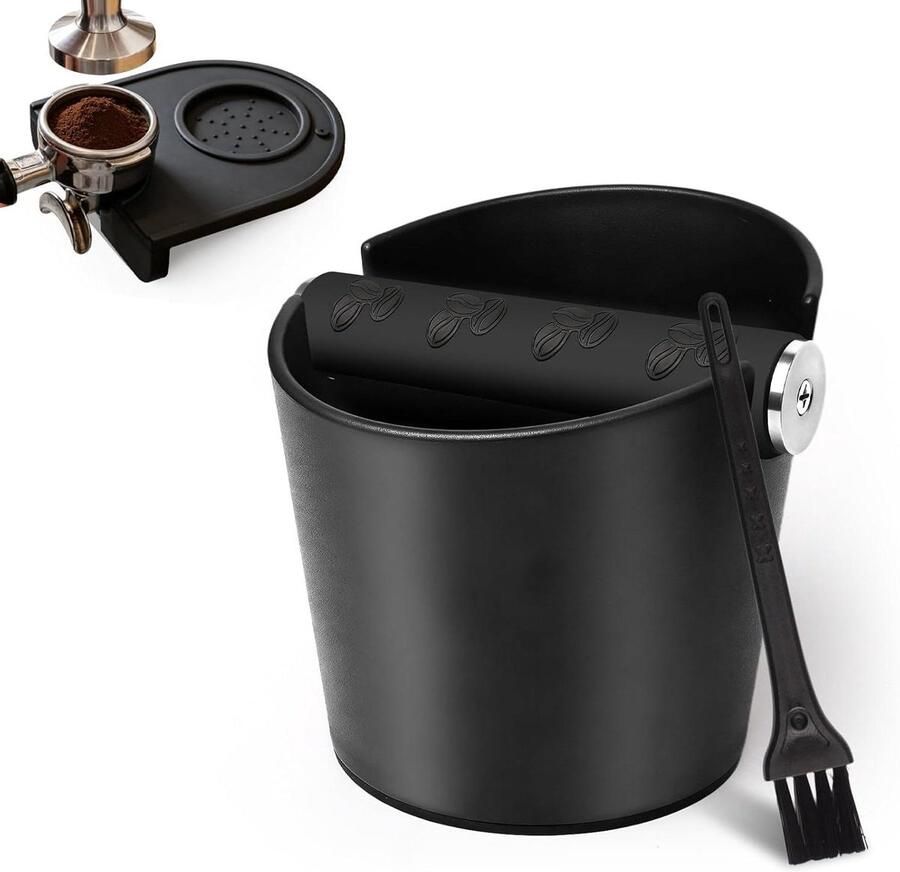 Koffie Knock Box Koffiehouder Container Espresso Bereiding Geluiddempend Rubber 10 x 12.1 x 12.5 cm Zwart