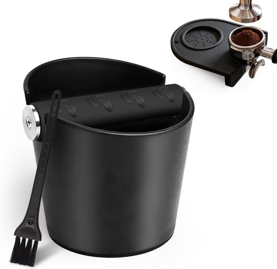 Koffie Knock Box Koffiehouder Container Espresso Bereiding Geluiddempend Rubber 10 x 12.1 x 12.5 cm Zwart