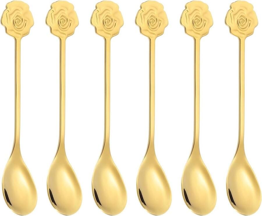 Koffie Lepels Theelepels Dessert Roeren Dranken Ergonomisch Ontwerp 6 Stuks Goud