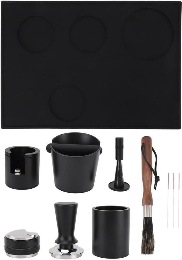 Koffie Mat Set Barista Gereedschap Espresso Bereiden Antislip Basis 51 mm Zwart