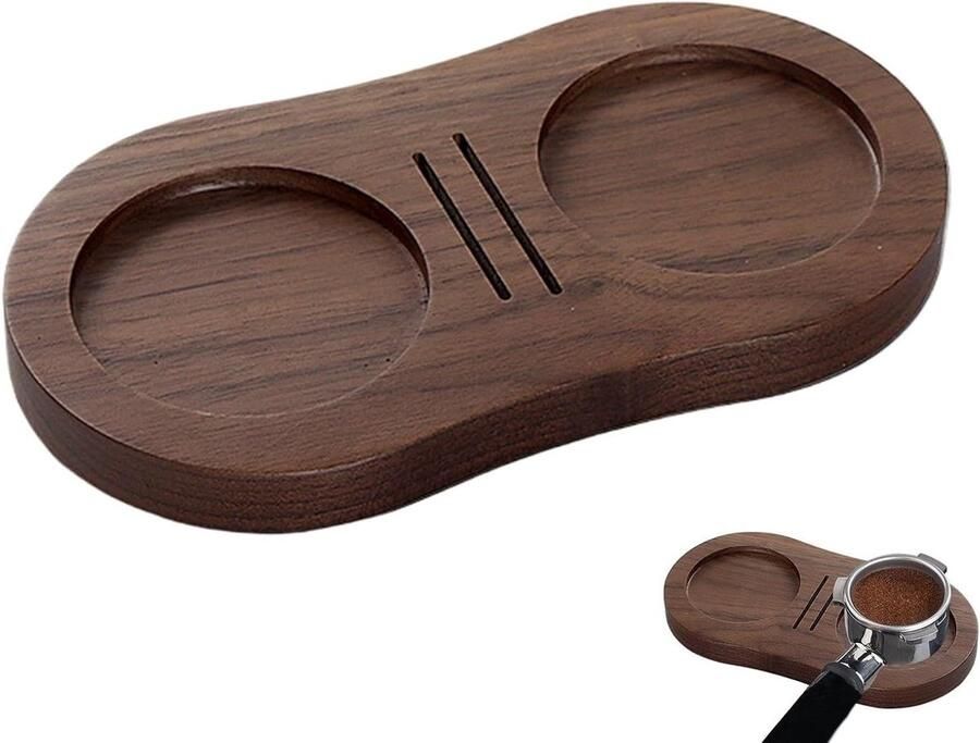 Koffie Mat Tamp Station Espresso Bereiden Antislip Ontwerp 16.8 x 9 cm Walnoot