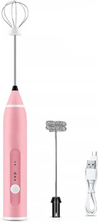 Koffie Mixer Melk Opschuimer Drankjes Maken 3 Snelheden Instelbaar USB Oplaadbaar Roze