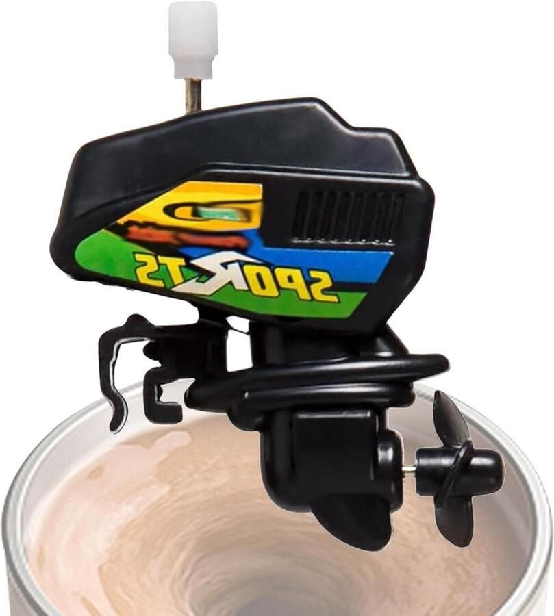 Koffie Mixer Roerstaafje Drinken Dranken Mengen Uniek Bootmotor Ontwerp 6.5 cm Zwart
