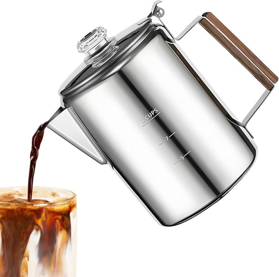 Koffie Percolator Koffiezetapparaat Koffie Zetten Roestvrij Staal 9 Bekers Zilver