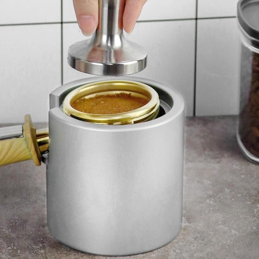 Koffie Portafilter Houder Espresso Tamping Station Espresso Bereiding In Hoogte Verstelbaar 58 mm Zilver