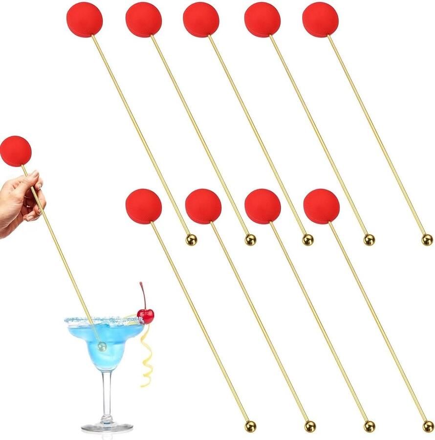 Koffie Roerstaafjes Cocktail Roerders Drankjes Mengen Roestvrij Staal 20 x 8 cm Goud