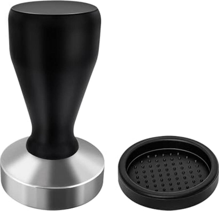 Koffie Sabotage 58 mm met Siliconen Mat en Houten Handvat Roestvrijstalen Espresso Tamper voor Thuis en Kantoor