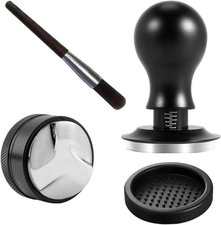 Koffie Sabotage & Distributeurset Espresso Tool Kit Consistente Koffie Pucks Veerbelaste Sabotage 51mm Zilver