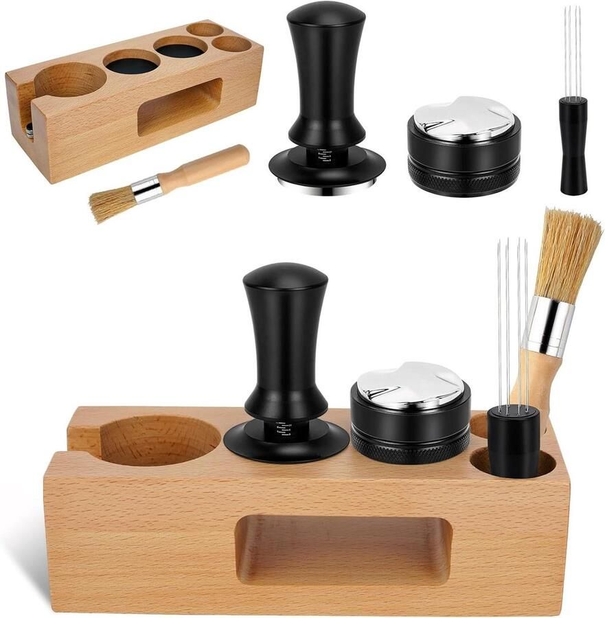 Koffie Sabotage Station Espresso Accessoires Perfect Espresso Maken 5-in-1 Organizer Set 51mm Houtkleur